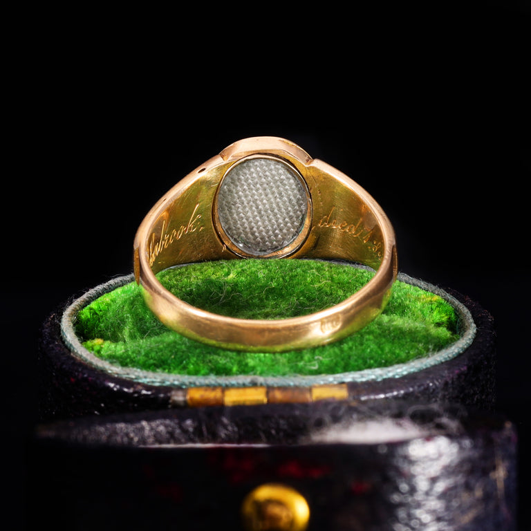 The Antique Victorian 1867 Diamond, Hairwork And Cross Mourning Ring