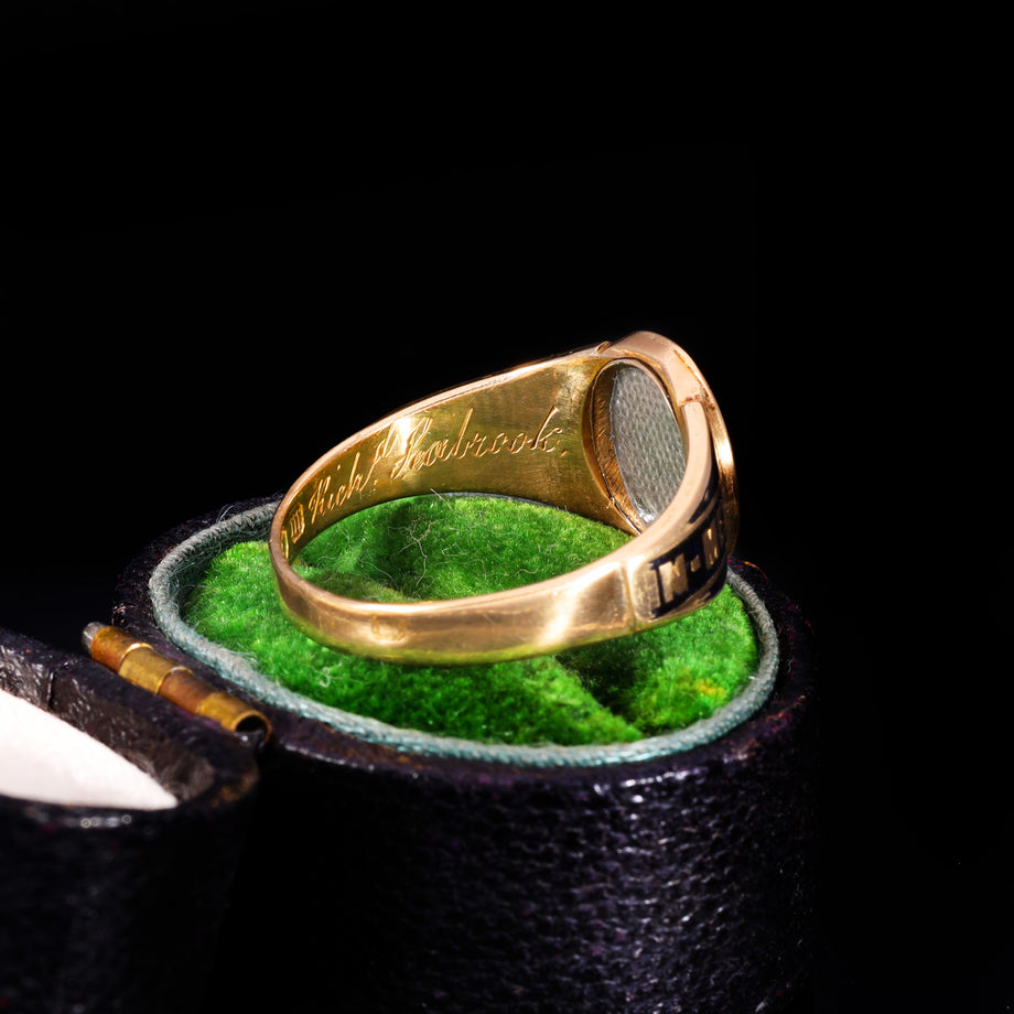 The Antique Victorian 1867 Diamond, Hairwork And Cross Mourning Ring