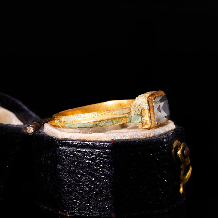 The Ancient Stuart Period Enamel And Table Cut Rock Crystal Ring