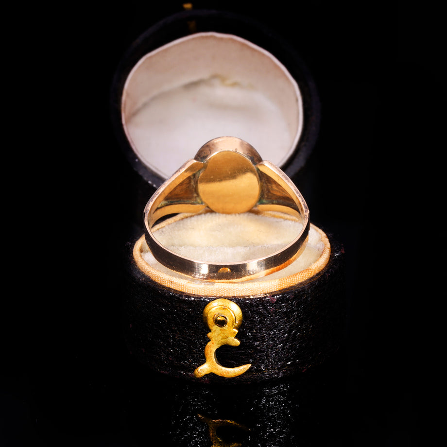 The Antique Victorian 1899 Engraved Shoulder Hairwork Mourning Ring