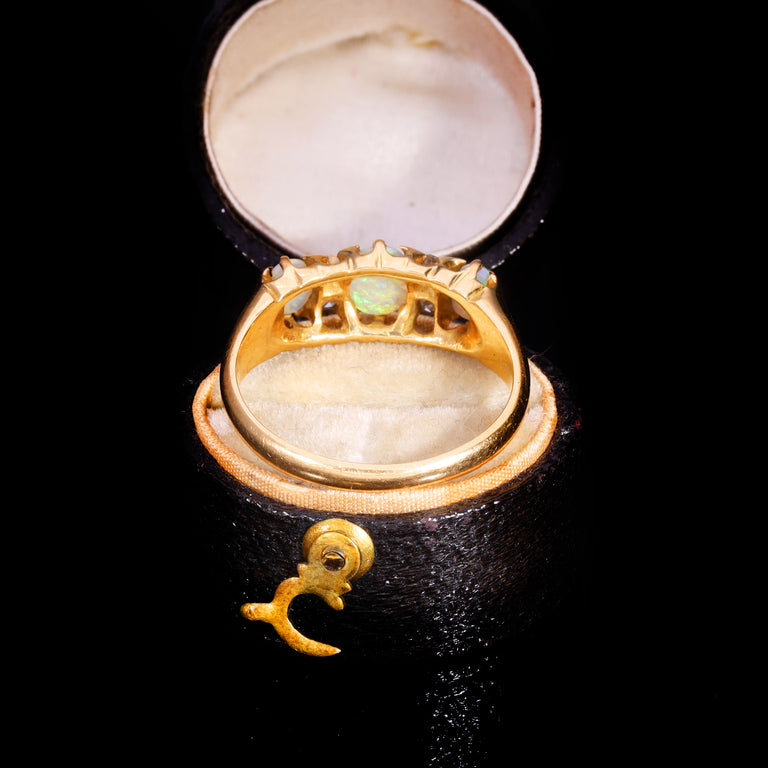 The Antique Victorian 1898 3 Opal And Diamond Ring