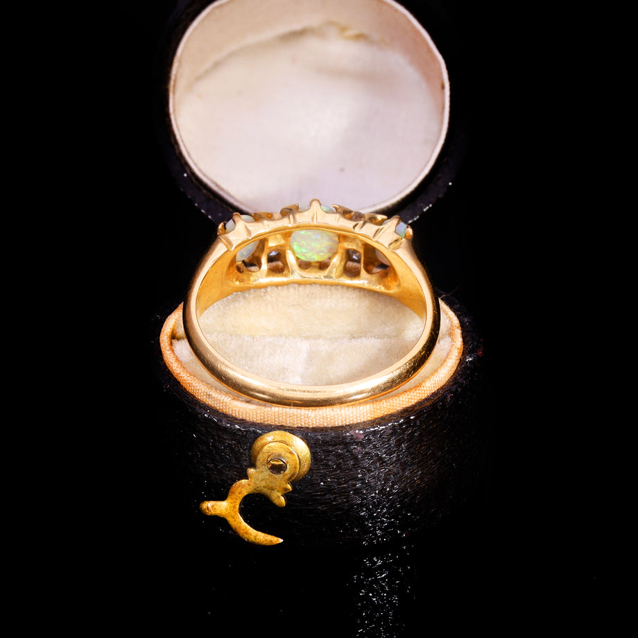 The Antique Victorian 1898 3 Opal And Diamond Ring