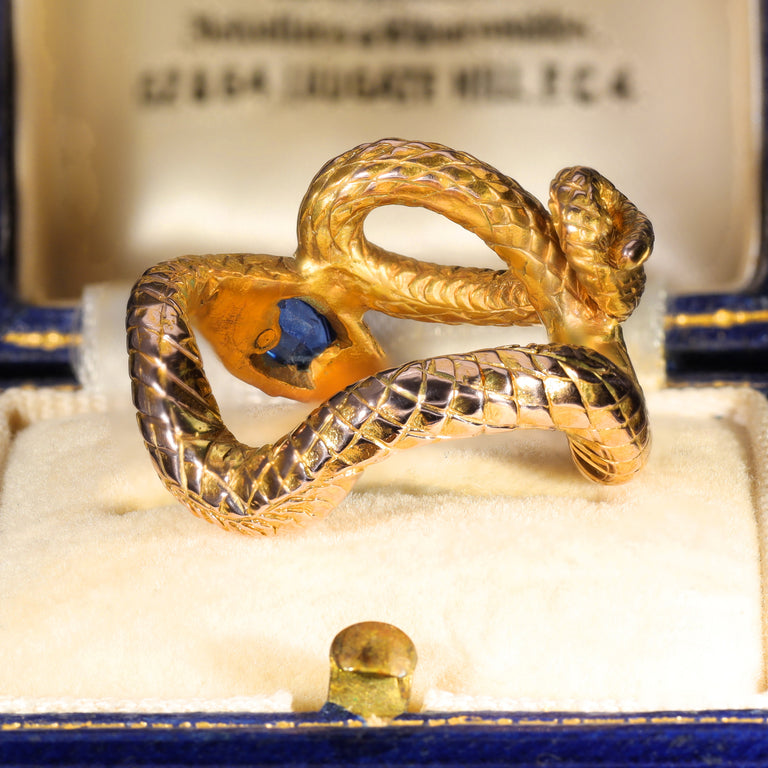 The Antique Coiled Sapphire Snake Ring