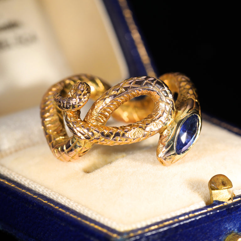 The Antique Coiled Sapphire Snake Ring