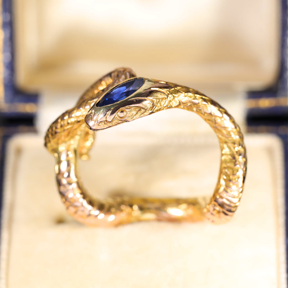 The Antique Coiled Sapphire Snake Ring