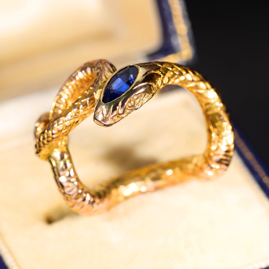The Antique Coiled Sapphire Snake Ring