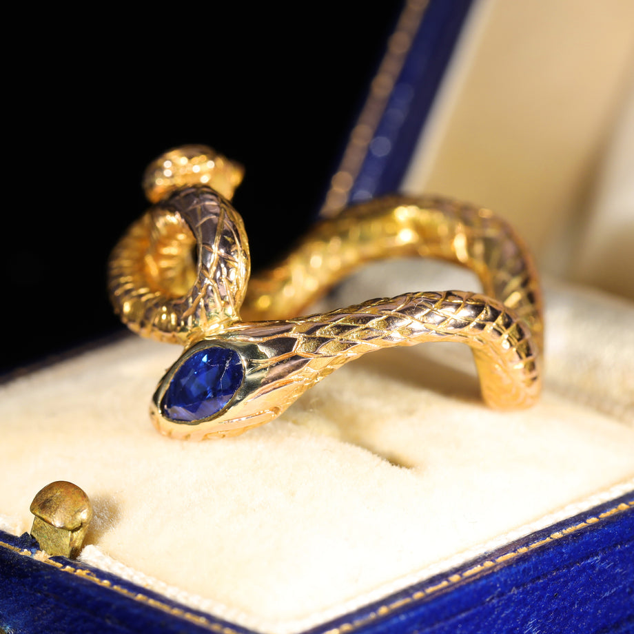 The Antique Coiled Sapphire Snake Ring