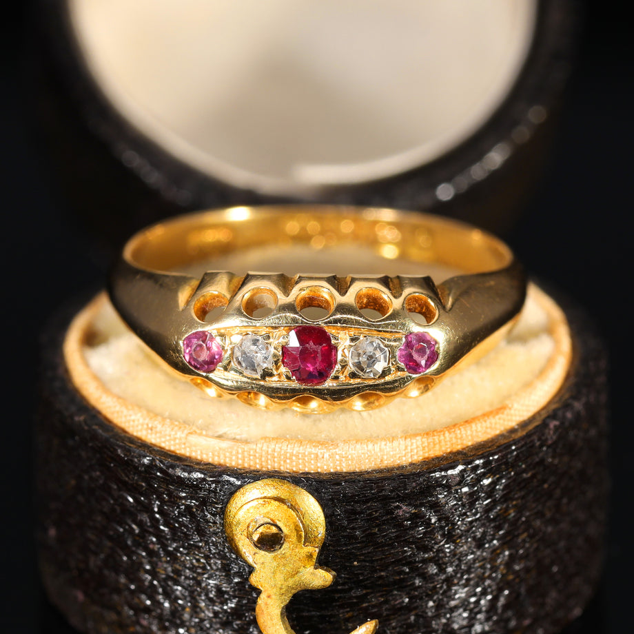 The Antique 1918 Ruby and Eight Cut Diamond Ring