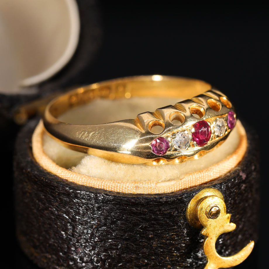 The Antique 1918 Ruby and Eight Cut Diamond Ring