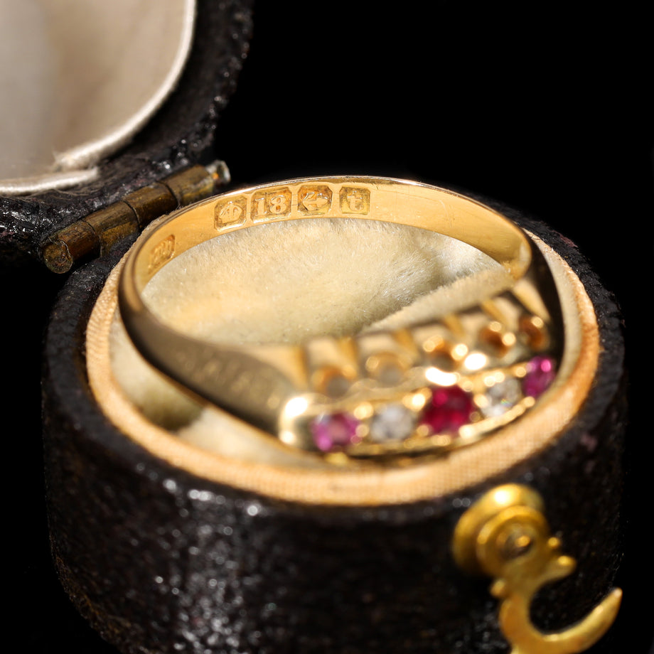 The Antique 1918 Ruby and Eight Cut Diamond Ring