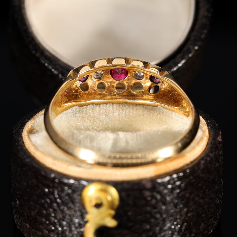The Antique 1918 Ruby and Eight Cut Diamond Ring