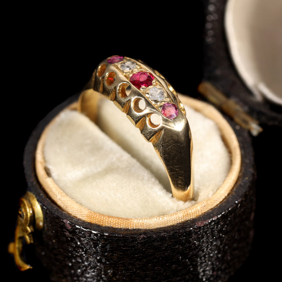 The Antique 1918 Ruby and Eight Cut Diamond Ring