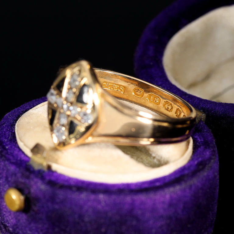 The Antique Victorian 1870 Cross Of Diamonds Mourning Ring
