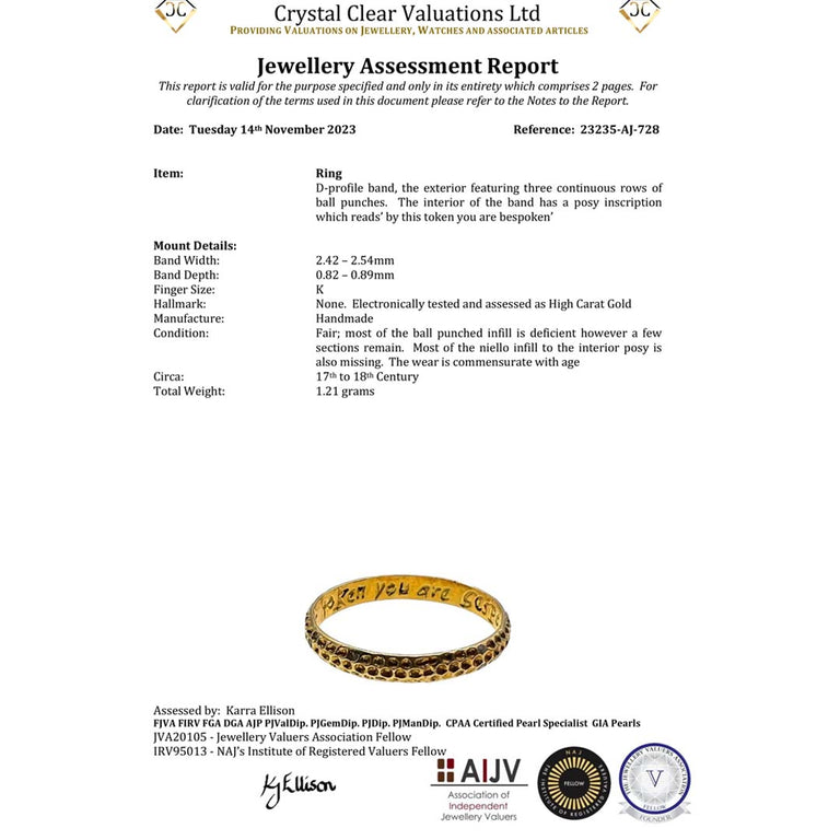 The 18th Century 'By This Token You Are Bespoken' Posy Ring - Antique Jewellers