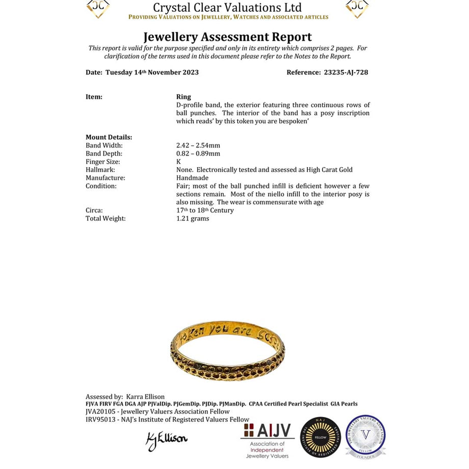 The 18th Century 'By This Token You Are Bespoken' Posy Ring - Antique Jewellers