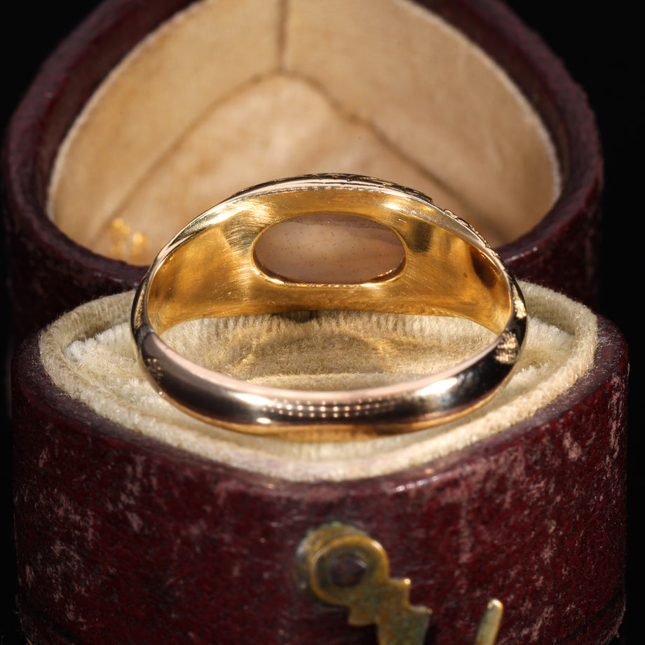 The Antique Victorian Lovers Hands Agate Fede Ring