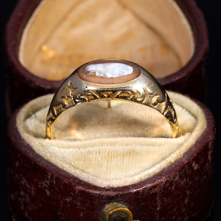 The Antique Victorian Lovers Hands Agate Fede Ring