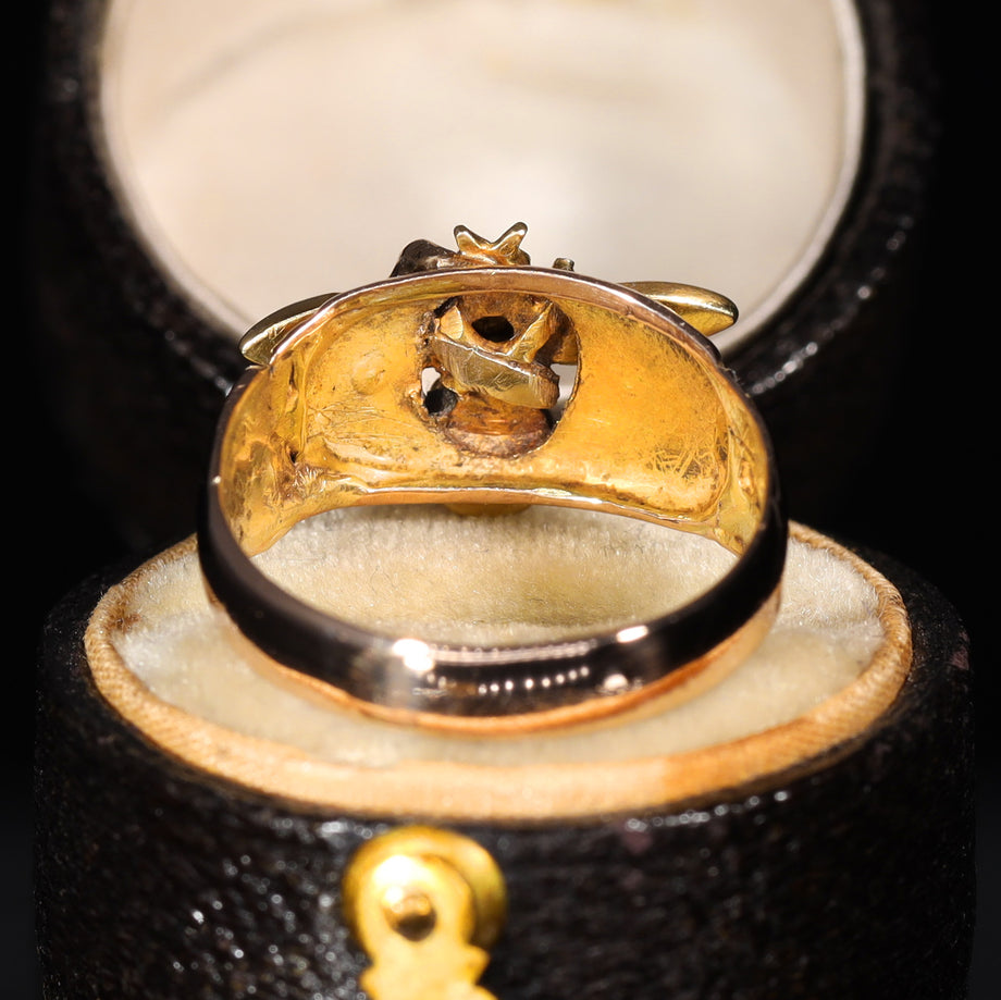 The Antique Early 20th Century Turquoise and Split Pearl Fly Ring