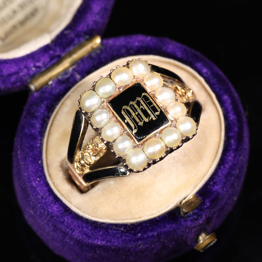 The Antique Georgian 1818 Pearl and Rose Mourning Ring