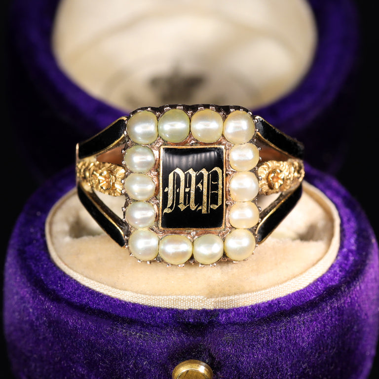 The Antique Georgian 1818 Pearl and Rose Mourning Ring