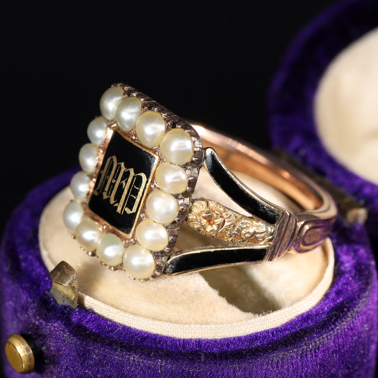 The Antique Georgian 1818 Pearl and Rose Mourning Ring