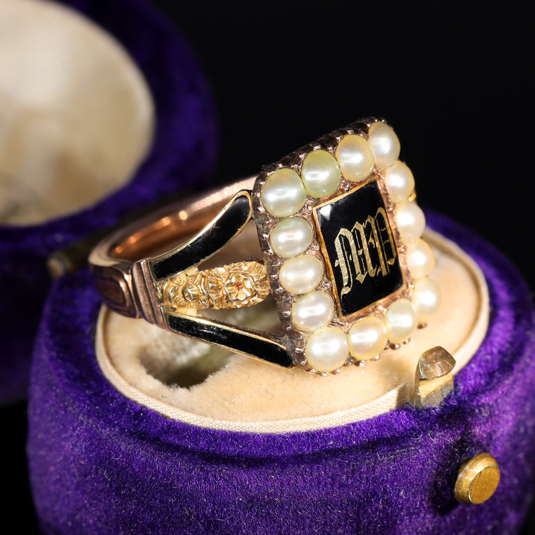 The Antique Georgian 1818 Pearl and Rose Mourning Ring