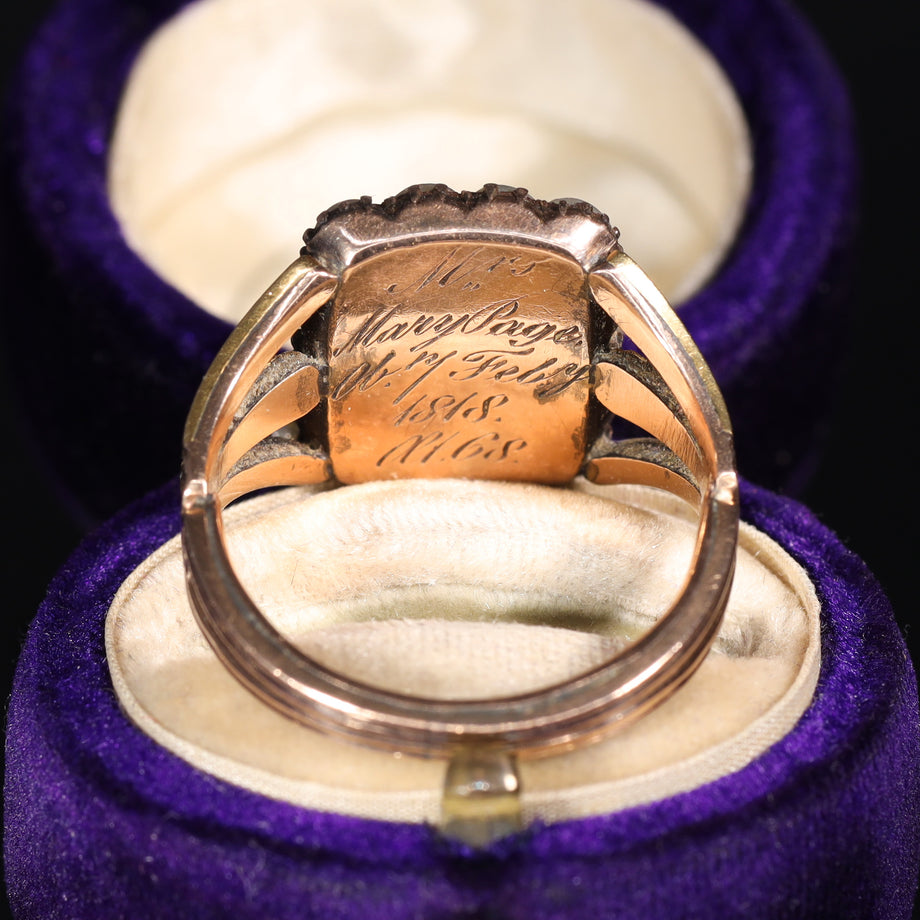 The Antique Georgian 1818 Pearl and Rose Mourning Ring