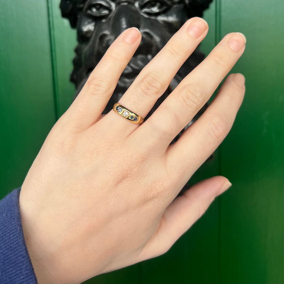 The Antique Victorian 1892 Sapphire And Diamond Ring