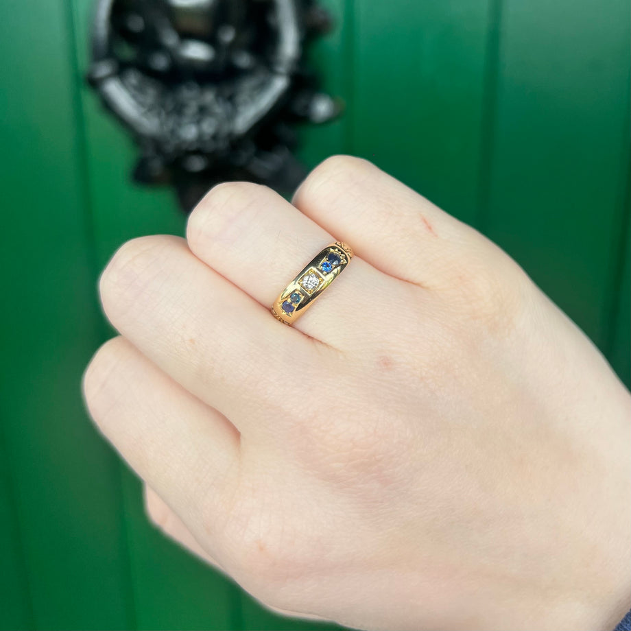 The Antique Victorian 1892 Sapphire And Diamond Ring