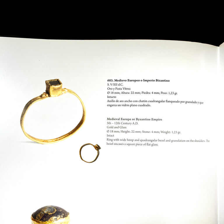 The Ancient Medieval Byzantine Gold And Deep Red Glass Ring