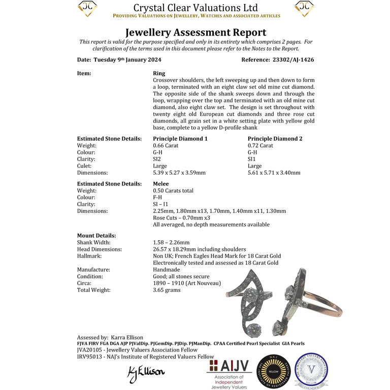 The Antique Art Nouveau Diamond Flamboyant Ring - Antique Jewellers