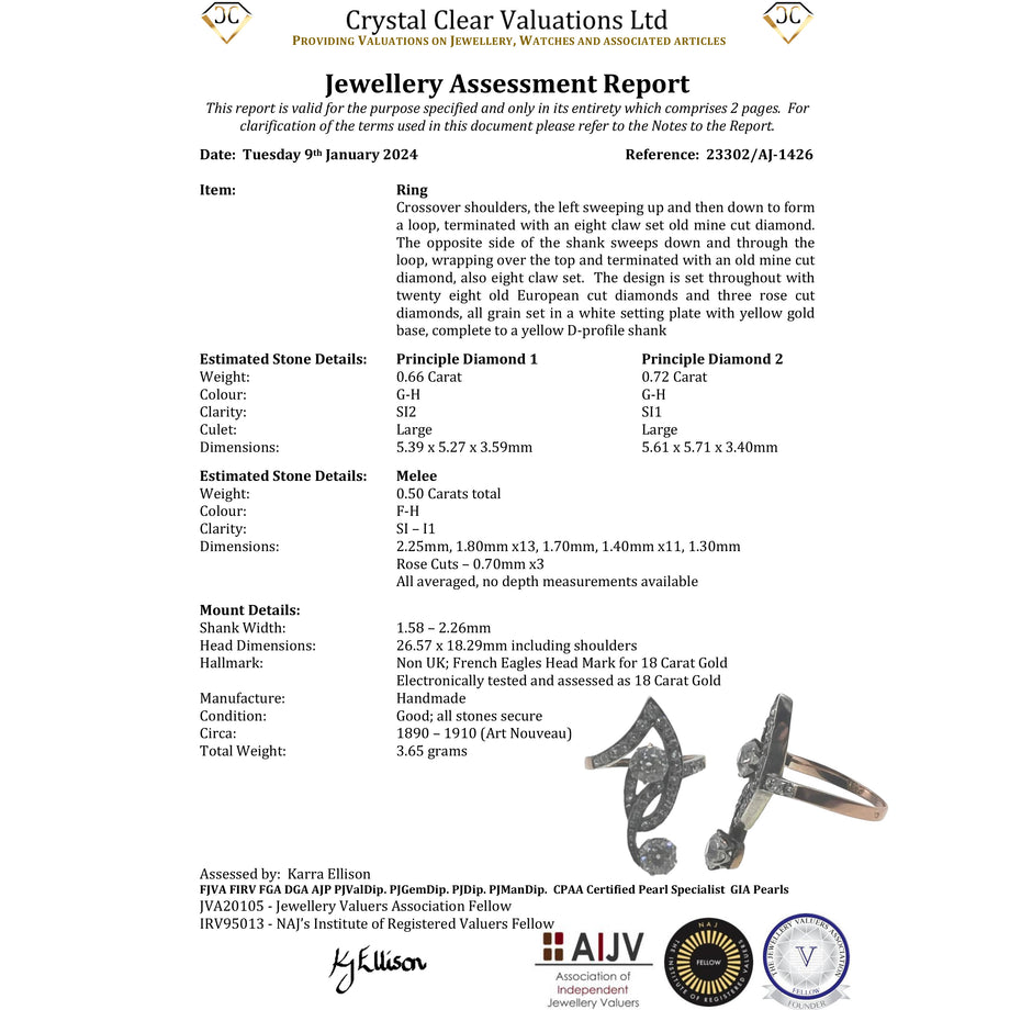 The Antique Art Nouveau Diamond Flamboyant Ring - Antique Jewellers