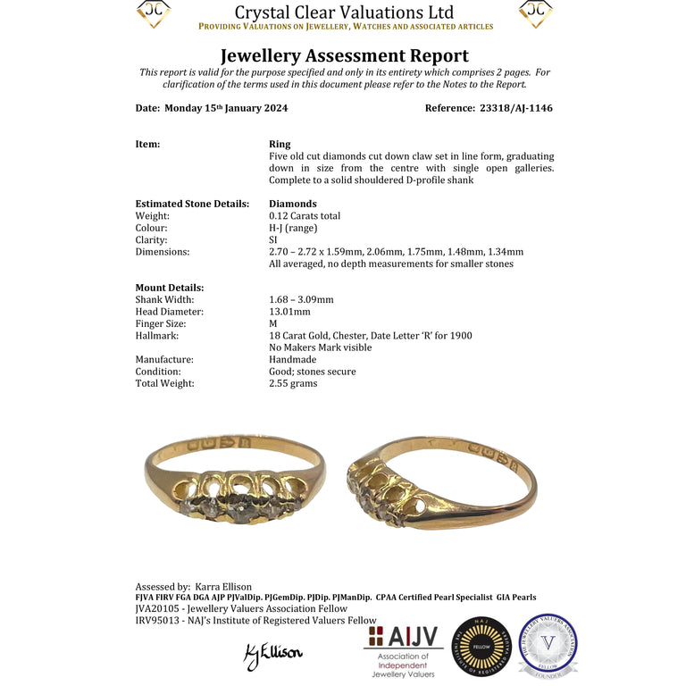 The Antique 1900 Old Cut Five Diamond Ring - Antique Jewellers