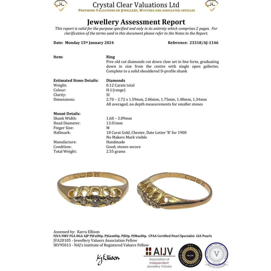 The Antique 1900 Old Cut Five Diamond Ring - Antique Jewellers