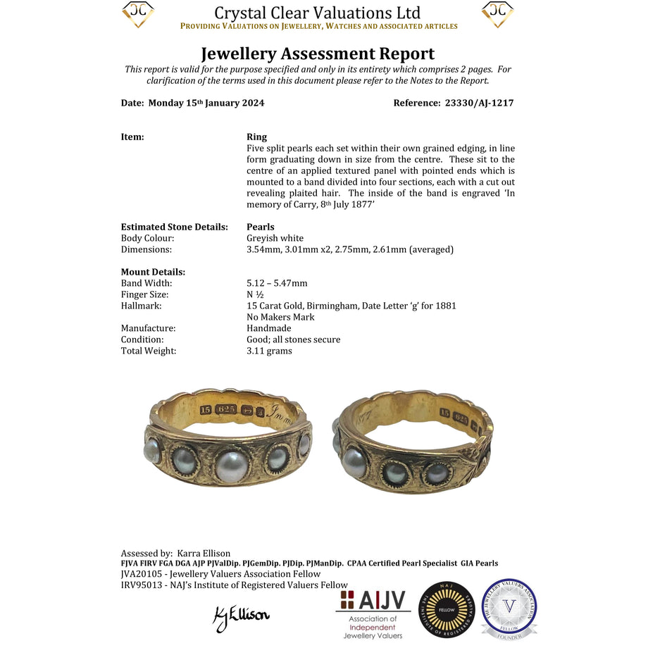 The Antique Victorian Pearl and Plaited Hair Mourning Ring - Antique Jewellers