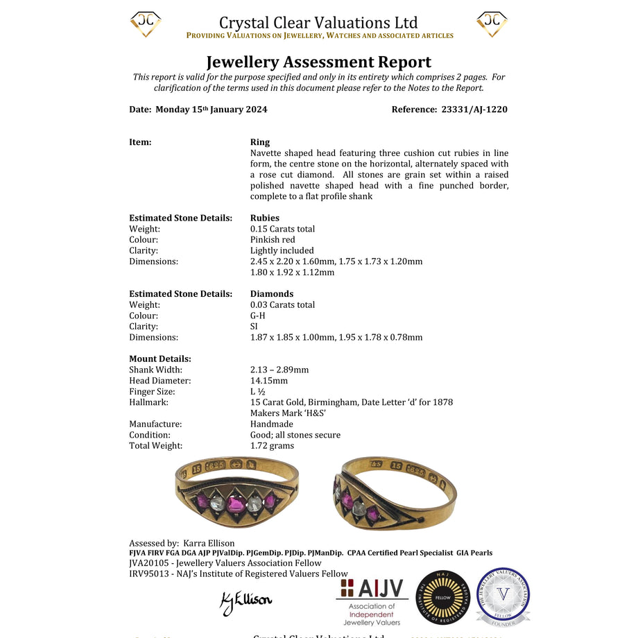 The Antique 1878 Old Cut Diamond and Ruby Ring - Antique Jewellers