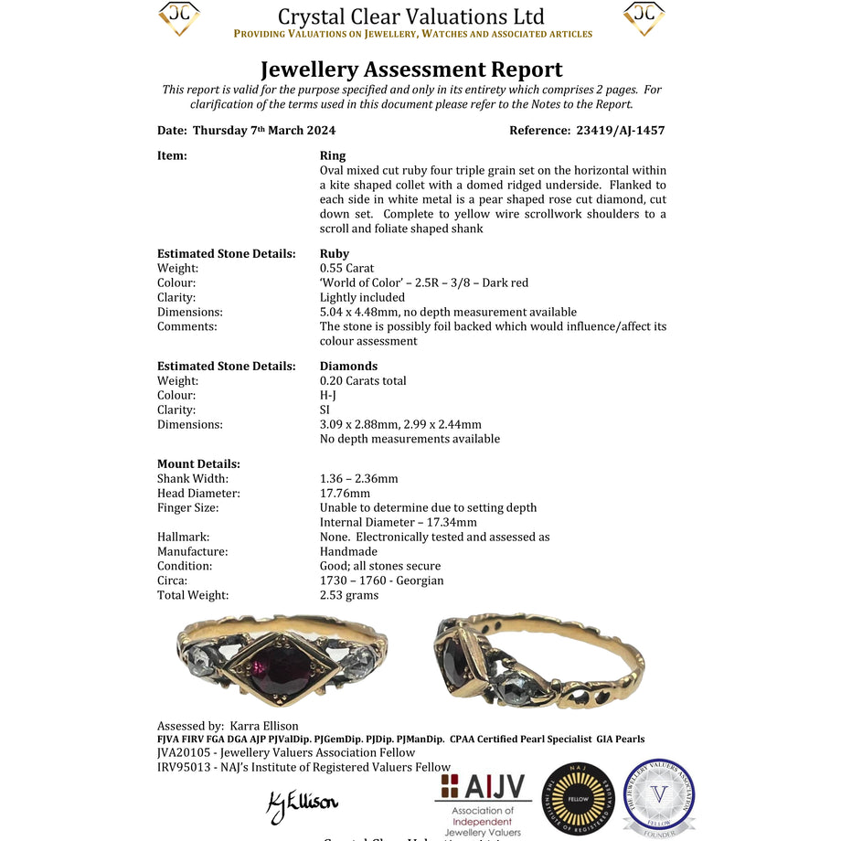 The Antique Georgian Ruby and Rose Cut Diamond Ring - Antique Jewellers