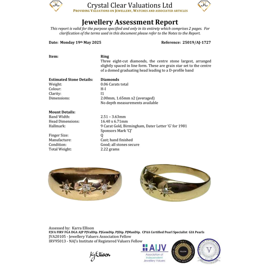 The Vintage 1981 Three Diamond Celestial Ring