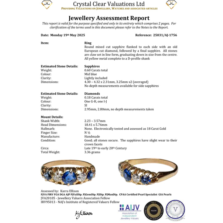The Antique Sapphire and Diamond Classic Boat Ring