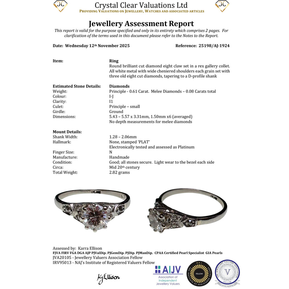 The Vintage Diamond Platinum Solitaire Ring