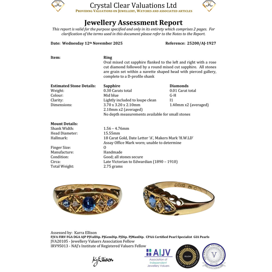The Antique Victorian Sapphire And Diamond Boat Ring
