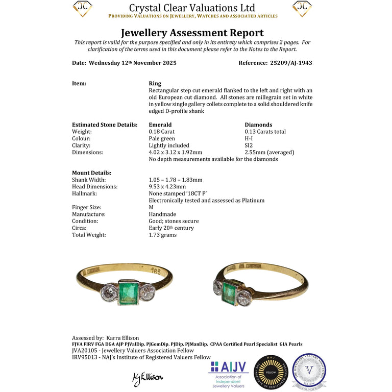 The Antique Emerald And Diamond Three Stone Ring