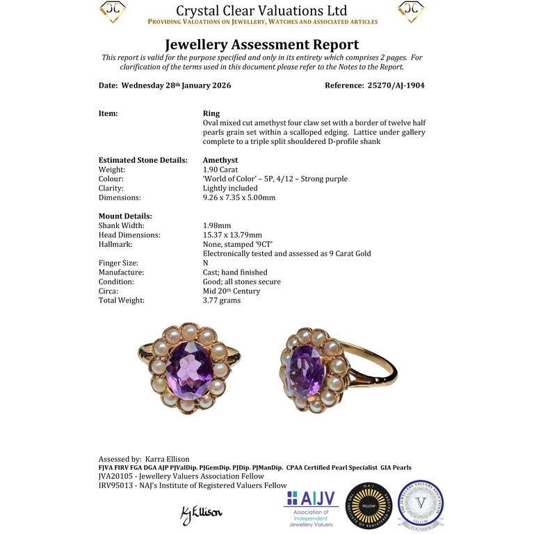 The Vintage Amethyst And Pearl Cluster Ring