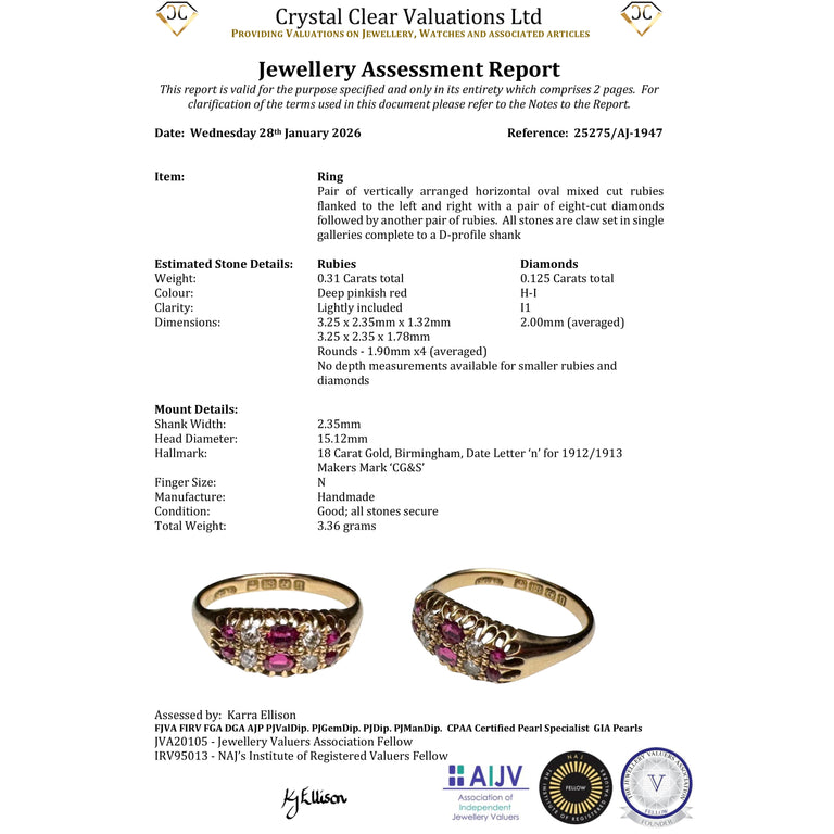 The Antique 1912 Ruby And Diamond Double Row Ring