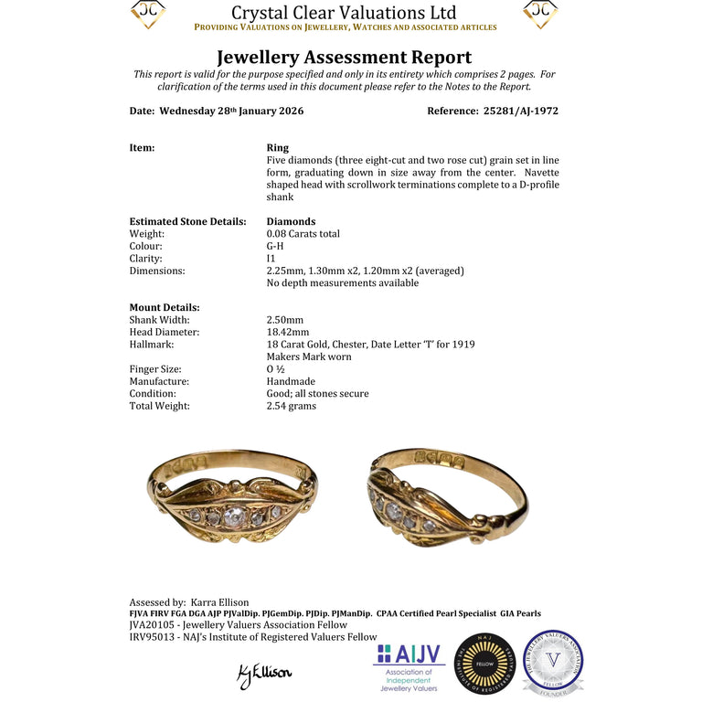 The Antique 1919 Five Diamond Scrollwork Ring