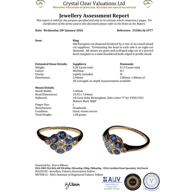 The Antique Art Deco 1920 Sapphire And Diamond Floral Cluster Ring