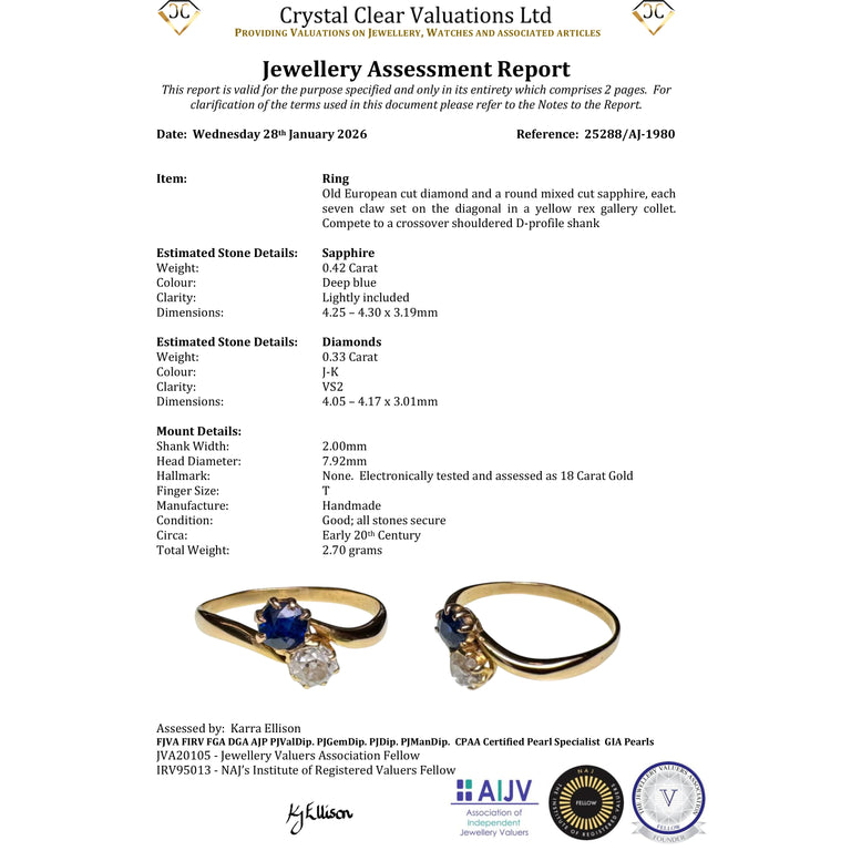 The Antique Sapphire And Diamond Toi Et Moi Ring