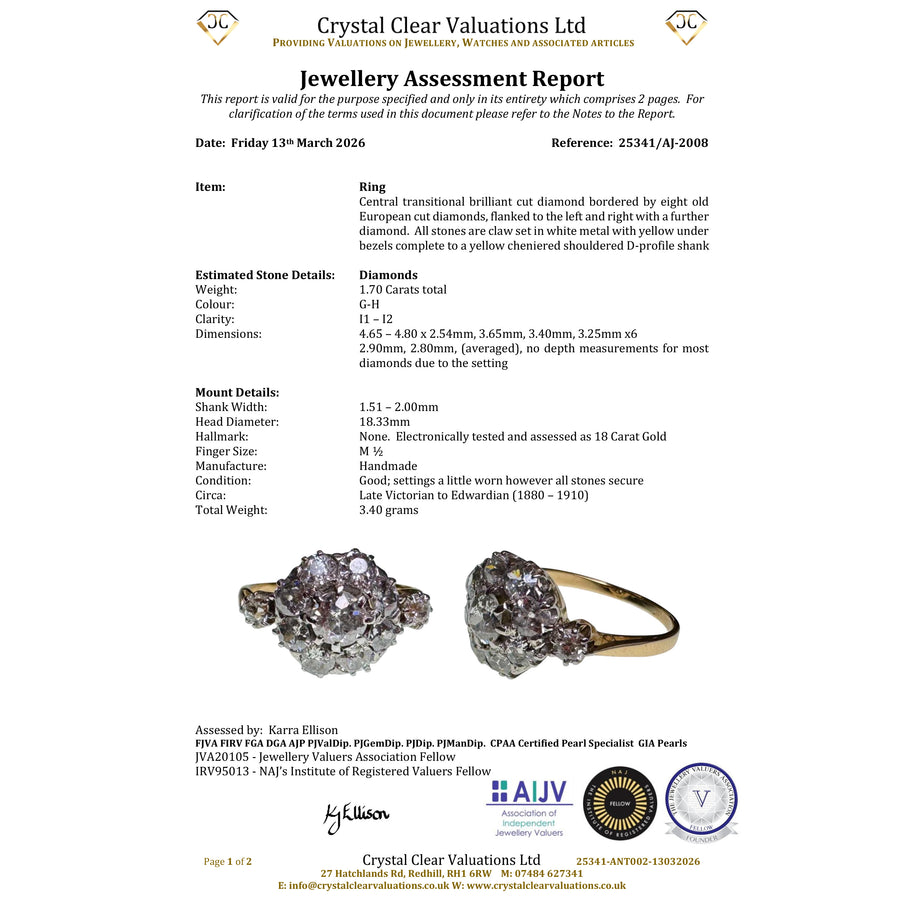 The Antique Eleven Old Cut Diamond Cluster Ring