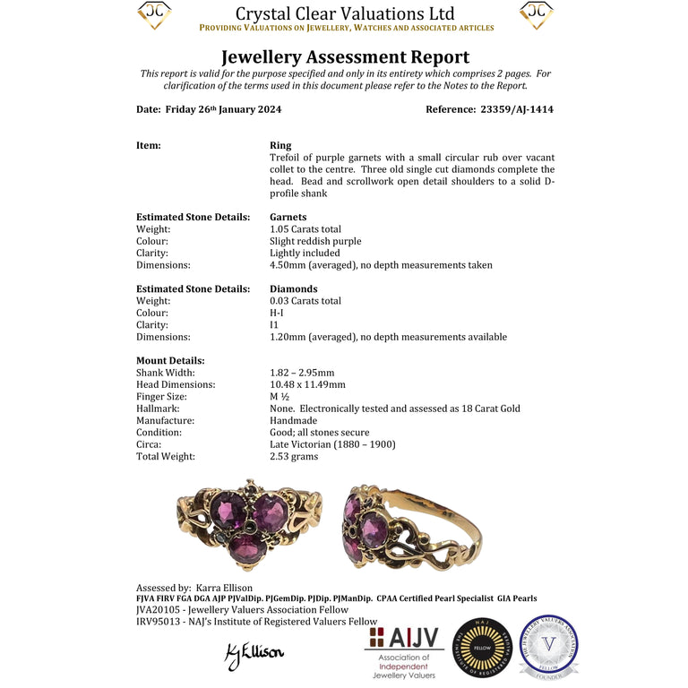 The Antique Garnet and Diamond Trefoil Ring - Antique Jewellers