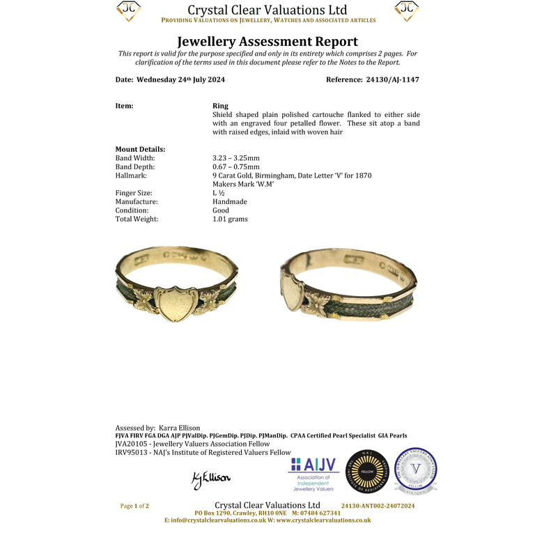 The Antique Victorian 1870 Plaited Hair Mourning Ring